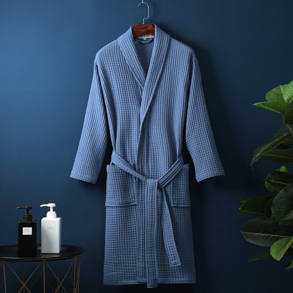 Pure Cotton Bathrobe Long Waffle All Cotton Nightgown - Image 6
