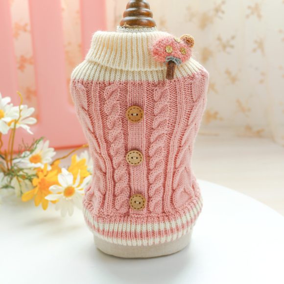 Bowknot Dog Clothes Cat Costume Hollow Knit Dog Sweater - Image 6