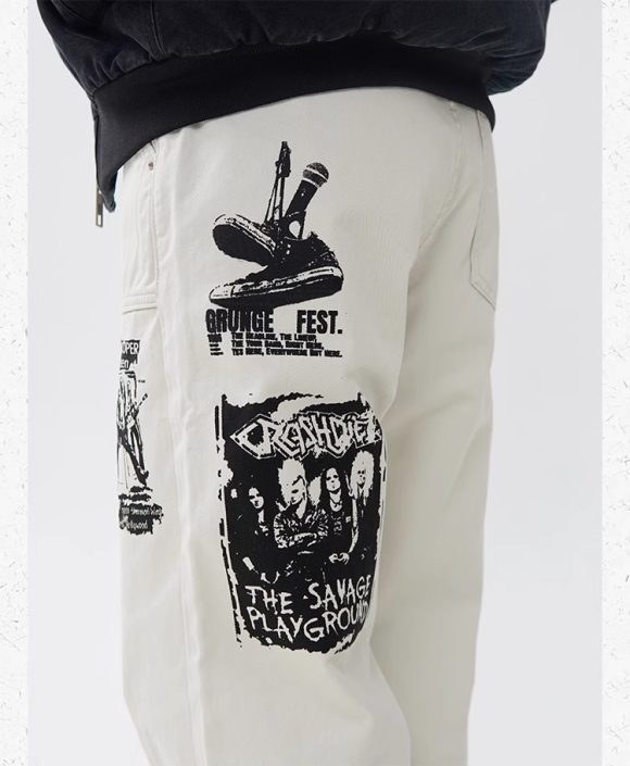 Hip Hop Print Jeans Men's Spring - Image 9