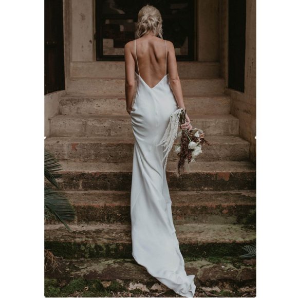 Little White Evening Gown With Train Brigade Shot Long Dress - Image 2