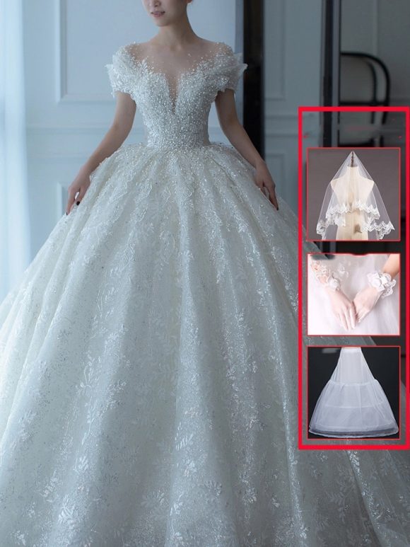 Off Shoulder French Main Wedding Dress - Image 5