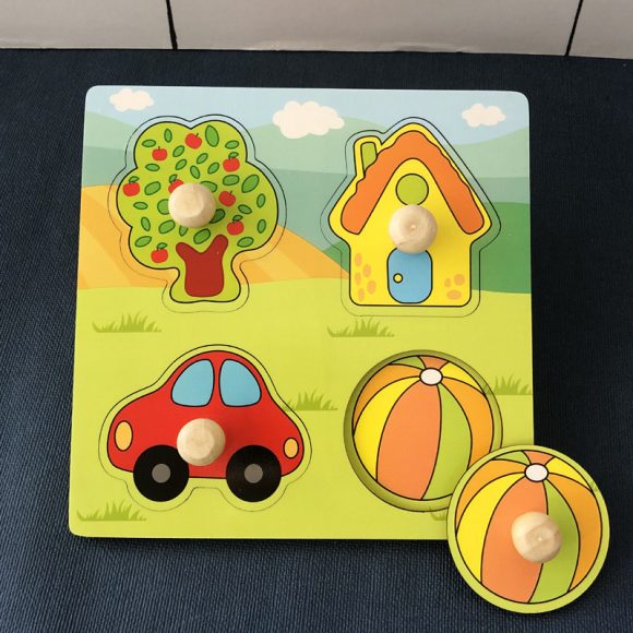 Hand Holding Puzzle Board Children's Montessori Early Education Perception Educational Toy Building Blocks - Image 2
