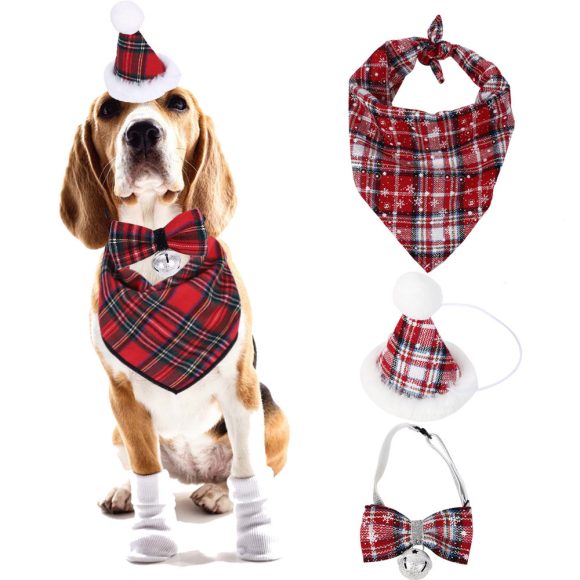 Christmas Triangle Pet Towel Santa Deer Print Dog Scarf Collar Premium Durable Fabric Holiday Decorative Bib For Pets - Image 9