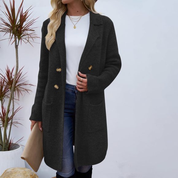 Women's Fashionable All-match Mid-length Woolen Coat Suit Jacket - Image 10