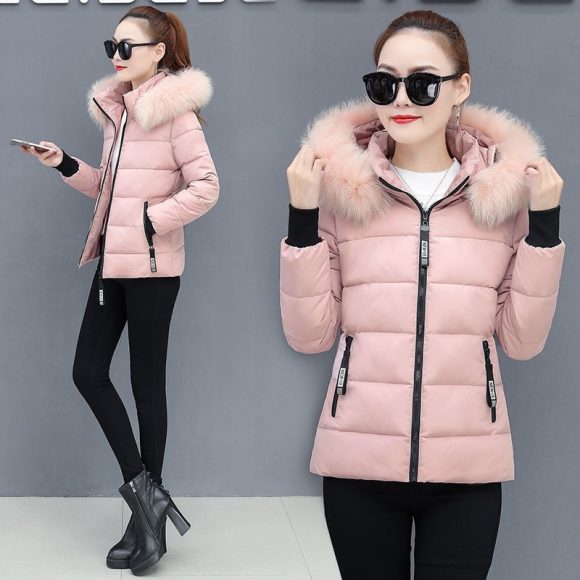 Thicken Big Fur Collar Plus Size Fat Sister Cotton-padded Coat - Image 6