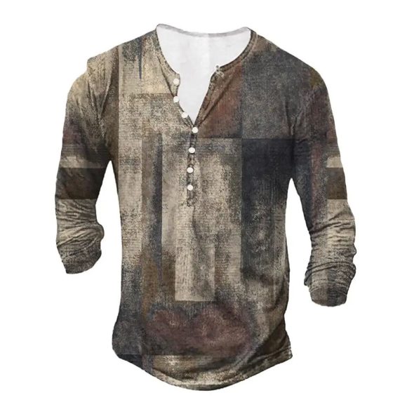 Open Placket With Buttons 3D Digital Printed Ethnic Pattern Printed Top - Image 6