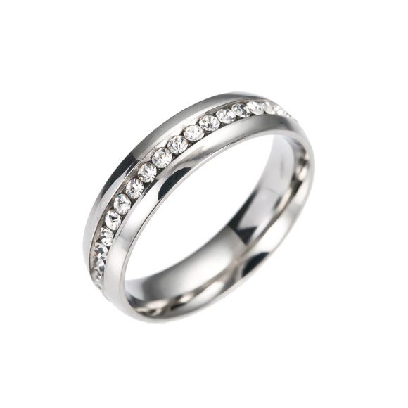 Personalized Fashion Single Row Diamond Ring Stainless Steel - Image 8