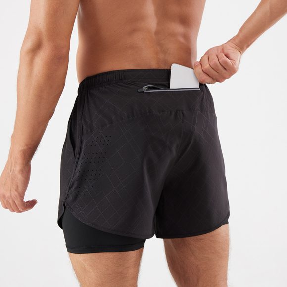 Men's Loose Three-point Quick-drying Lined Anti-exposure Double-layer Fitness Shorts - Image 10