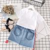 Kids Clothes White T-shirt Denim Skirt 2pcs Girls Suits - Image 5