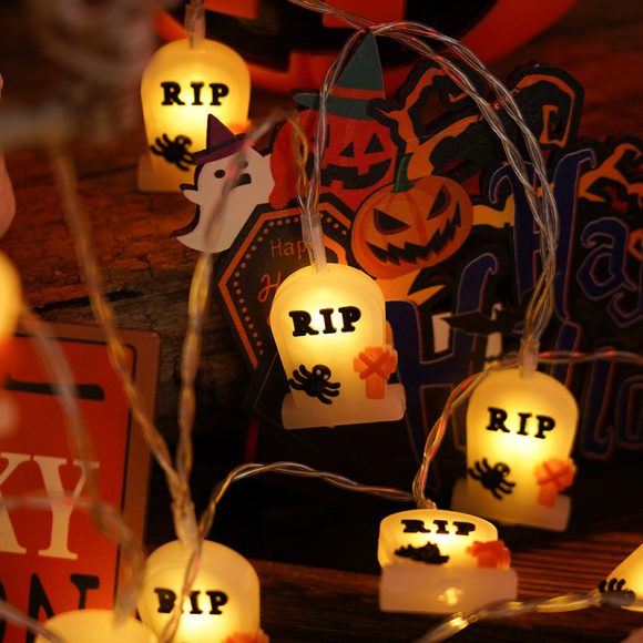 PVC Soft Material Halloween Lighting Chain Pumpkin Ghost Bat Modeling Lamp Indoor And Outdoor Home Decoration - Image 10