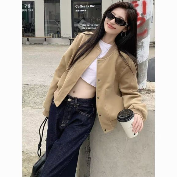Retro Jacket Coat Design Loose Leisure Short Top - Image 2