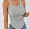 Solid Ruched Hanky Hem Tank Top - Image 3