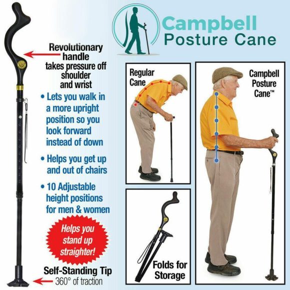 Telescopic Stick Stool Folding Handle Walking Stick - Image 3