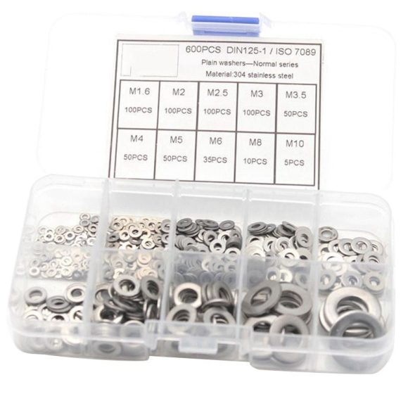 Gasket 304 Stainless Steel Flat Washer Set M1.6-M10 - Image 5