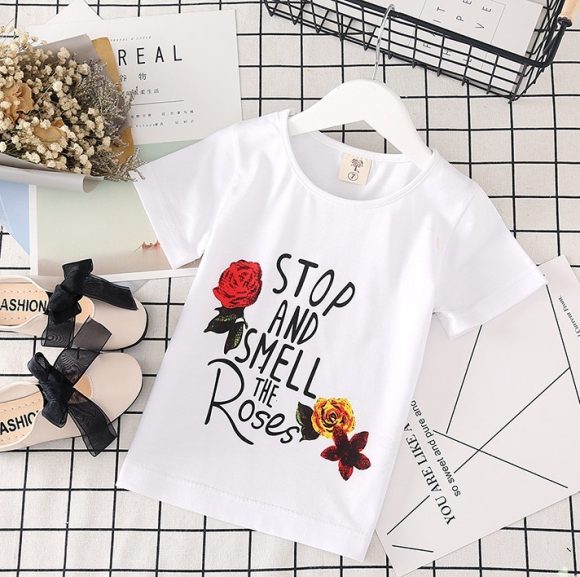Kids Clothes White T-shirt Denim Skirt 2pcs Girls Suits - Image 4