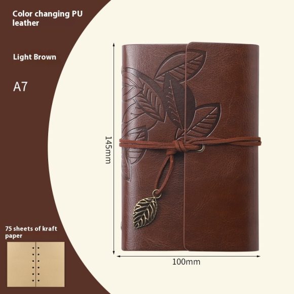 Creative Notebook Stationery One Leaf Zhiqiu Travel Diary Book Loose Leaf Vintage Leaves One Piece - Image 6