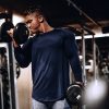 Back Vertical Letter Sports T-shirt Fitness Long Sleeve