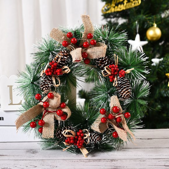 Handmade Simulation Of Christmas Wreath Hanging On The Door - Image 2