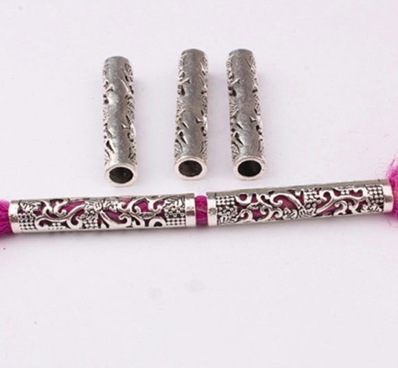10 Pcs / Lot silver metal hollow hair braid - Image 2