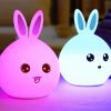 Cute Night Light Animal Rabbit Night lamps Touch Sensor Silicone LED Colorful Lights - Image 3