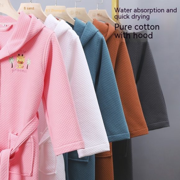 Children's Bathrobes Female Cartoon Cotton Nightgown Boys Girls Swimming Wearable Bath Towels Bathrobe - Image 7