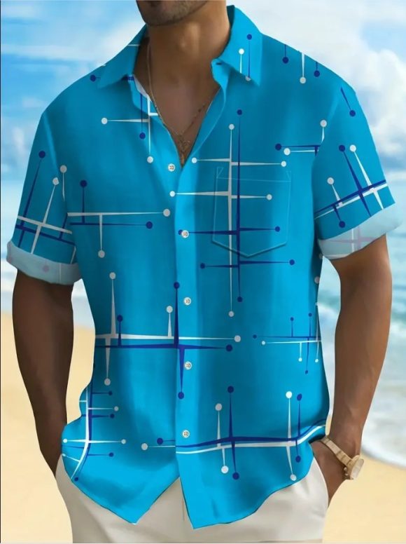 Fashion Printed Shirt Men's Clothing Print Lapel Short Sleeve - Image 10