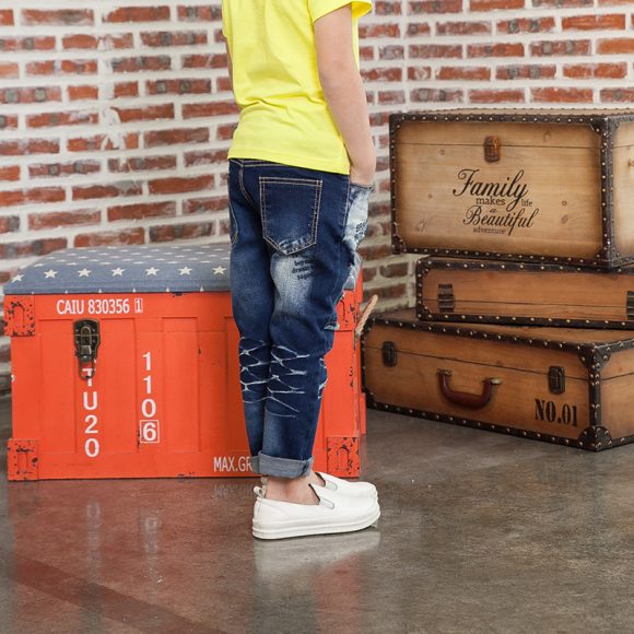 new children's jeans casual fashion worn out cowboy children's autumn and winter men's jeans wholesale pants - Image 2