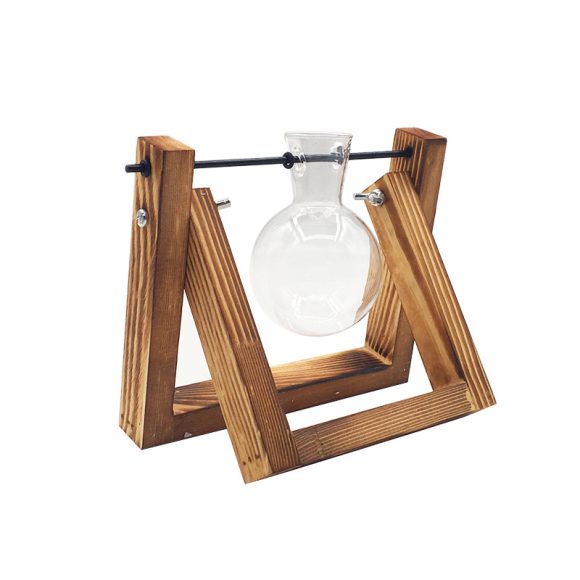 Swing Wooden Stand Hydroponic Plant Container Glass Vase - Image 4