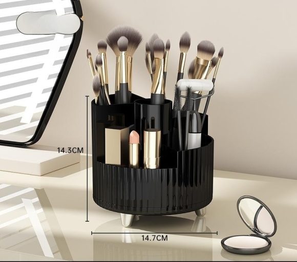 Cosmetics Storage Box Rotating Pen Holder Dresser Table Large Capacity Makeup Brush Lipstick Eye Shadow Puff Storage Rack - Image 2