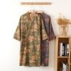 Men's Cotton Gauze Kimono Long Dress Bathrobe