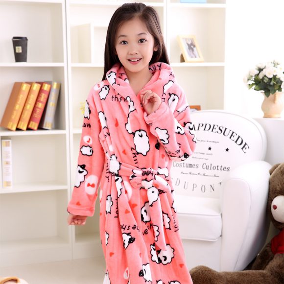 Plus velvet long sleeve children bathrobe - Image 5