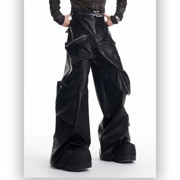 Heavy Black PU Leather Pants Men's Spring - Image 4