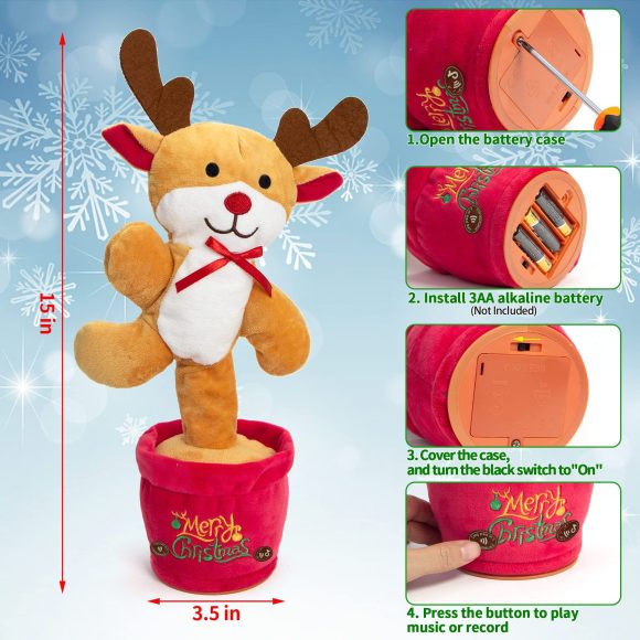 Dancing Christmas Toys Funny Tree Repeat Talking  Electronic Plush Toys Can Sing Record Lighten Early Education Funny Gift Christmas - Image 7