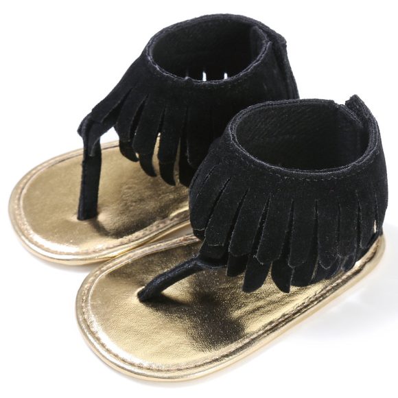 Children's sandals summer new girls sandals wholesale retro tassel flannel baby sandals - Image 2