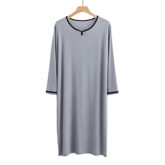 Long Below The Knee Soft Draping Bathrobe Men's Pajamas - Image 8