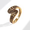 Niche Heavy Industry Design Ancient Golden Flower Irregular Open Ring