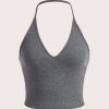 SHEIN EZwear Summer Solid Crop Halter Top - Image 3