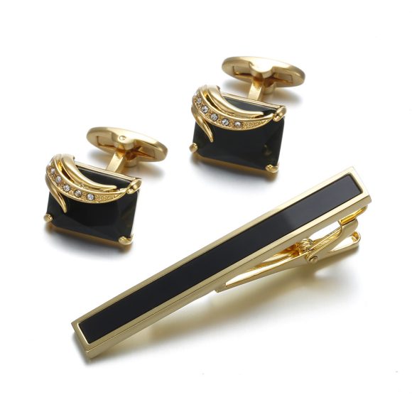Fashion Gentleman Tie Clip High Quality Cufflinks Gold - Image 5