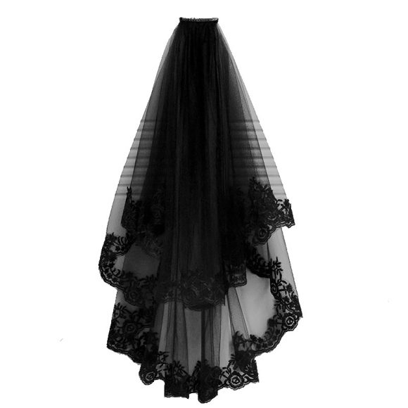 Black Veil Short Lace Headdress Spiritual Love Wedding Clothes Party Photo Veil Veil - Image 2