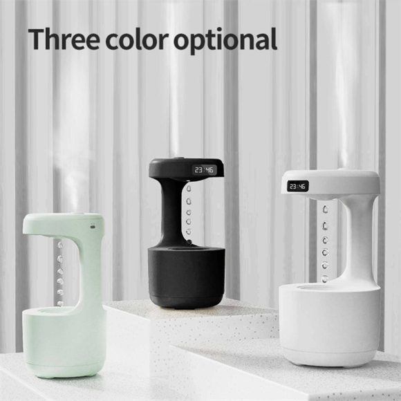 Bedroom Anti-Gravity Humidifier With Clock Water Drop Backflow Aroma Diffuser Large Capacity Office Bedroom Mute Heavy Fog Household Sprayer - Image 2