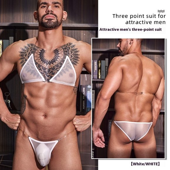 New Men's Thin Transparent Sexy Three-point Sexy Suit - Image 9