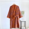 Couple Cotton Loose Bathrobe Lace Bathrobe Women's Double Jacquard Pajamas - Image 5
