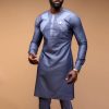 Blue Youth Stand Up Collar Casual Slim Fit Shirt - Image 3