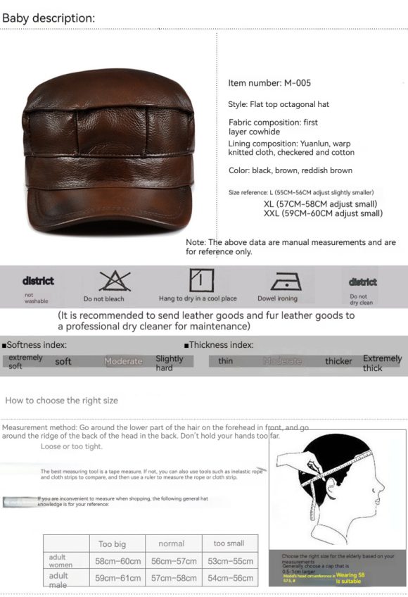 Autumn And Winter Men's Genuine Leather Octagonal Cap - Image 4