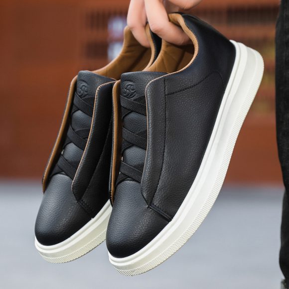 Men's Leather Soft-soled Breathable Sneakers - Image 2