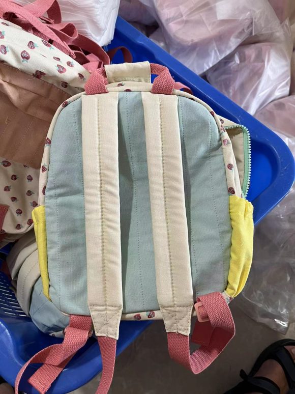 New Cotton Canvas Dopamine Strawberry Multicolor Printing Cute Children Backpack Schoolbag - Image 9