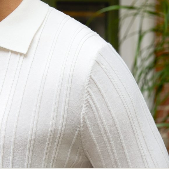 All-matching Slim Fit Sunken Stripe Knitwear Short Sleeve - Image 7