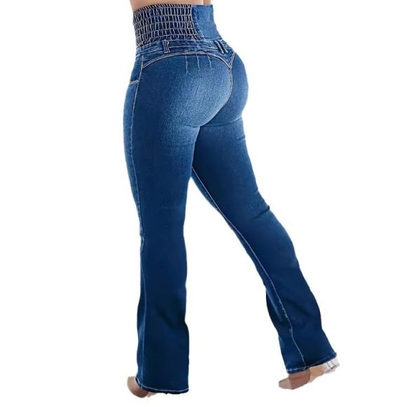 Women's Stretch Button Denim Pants - Image 3