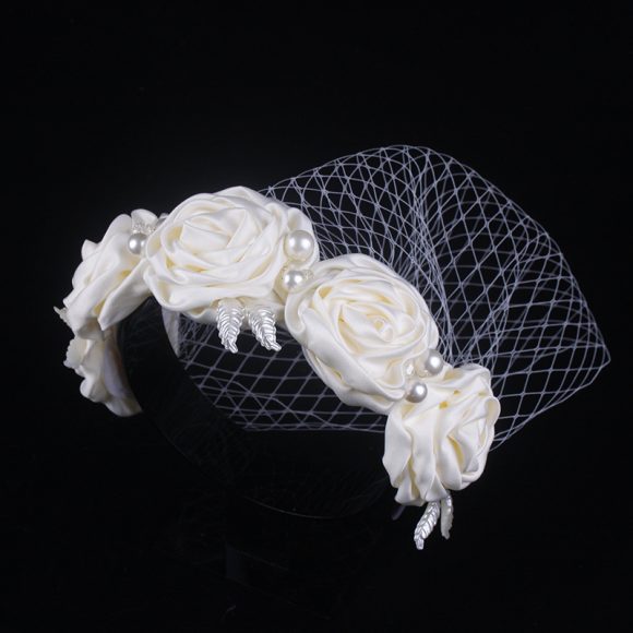 Bridal Large Flower Satin Veil Hair Hoop Headdress Wedding Dress With Accessories - Image 3