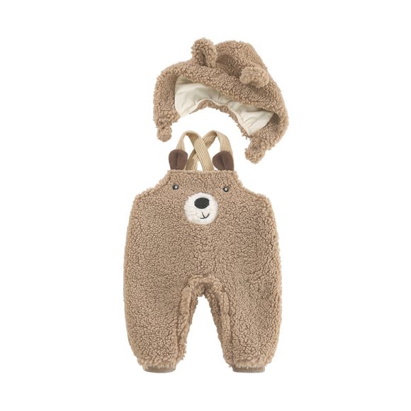Baby Jumpsuit Autumn And Winter Plus Velvet Baby Clothing Bear Suspenders - Image 5